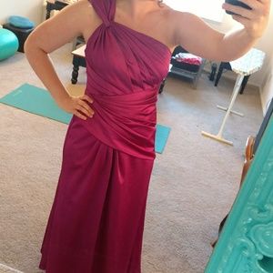 Raspberry Satin One Shoulder Prom/Bridesmaid dress